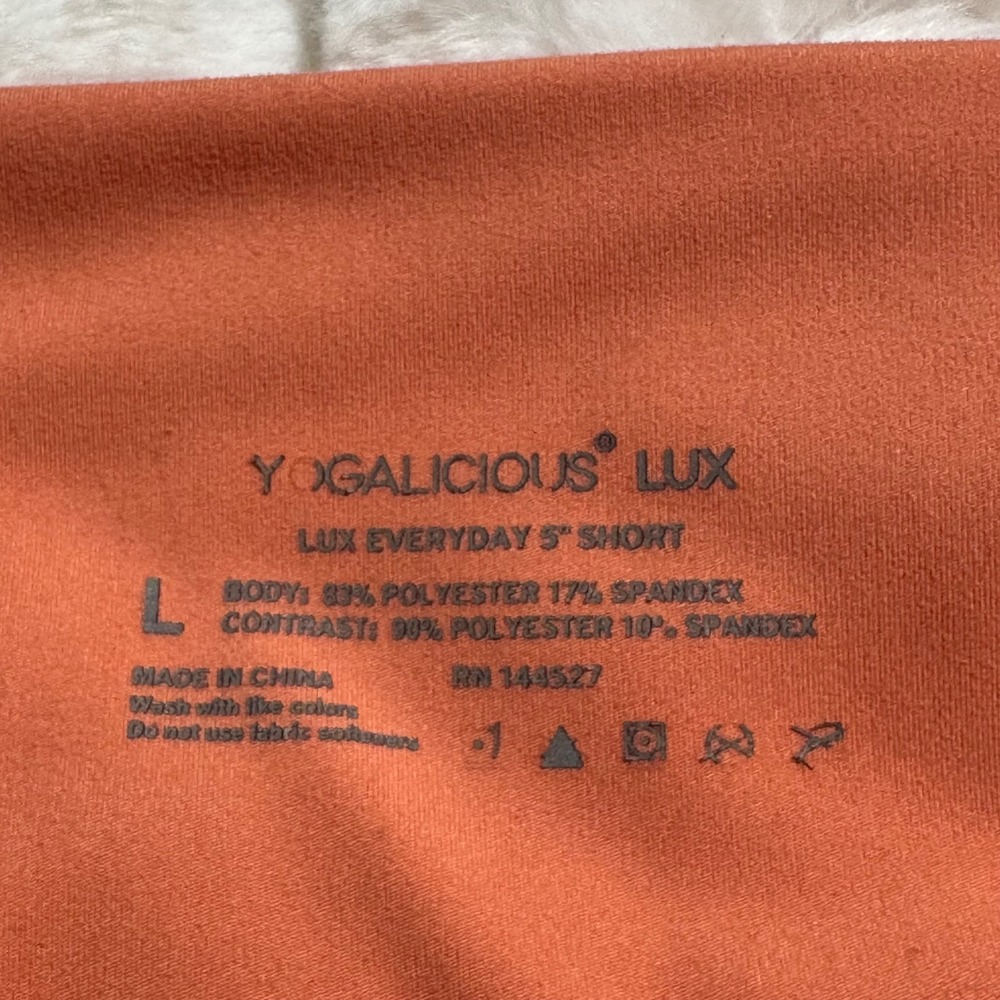 Yogalicious Lux Everyday 5" Biker Shorts Coral Orange High Waist Womens Large - Picture 6 of 6